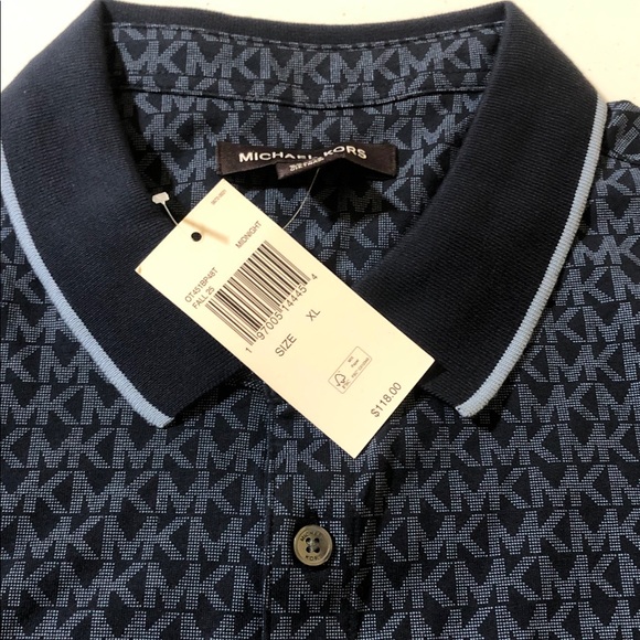 Michael Kors Patterned Navy Polo Shirt (XL) - Picture 2 of 4